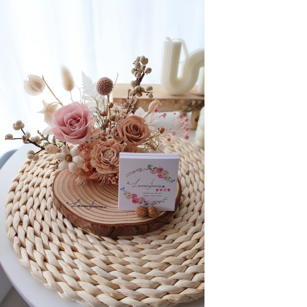 韓粉色系名片桌花