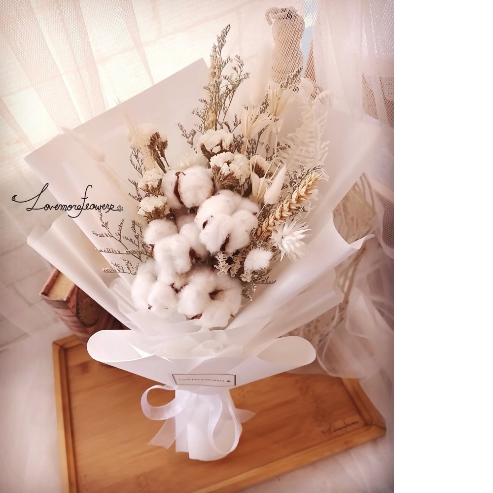 幸福白棉花束