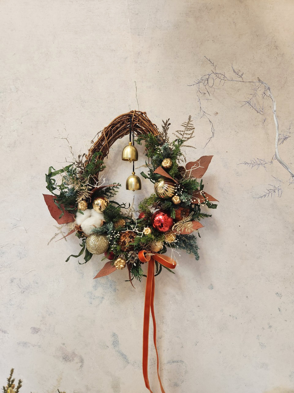 【材料包】聖托里尼水滴花圈  經典紅綠款