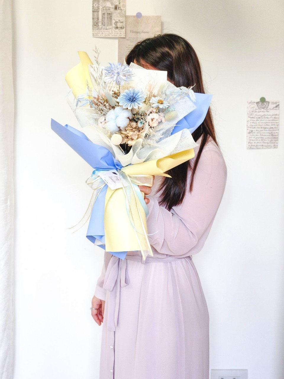 逐夢 擴香花束 M (黃藍款) | 台北花束訂製