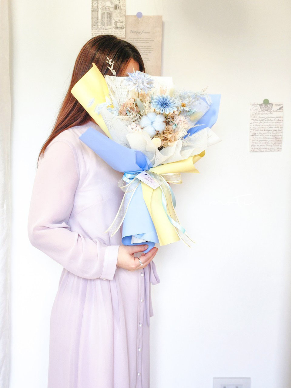 逐夢 擴香花束 M (黃藍款) | 台北花束訂製