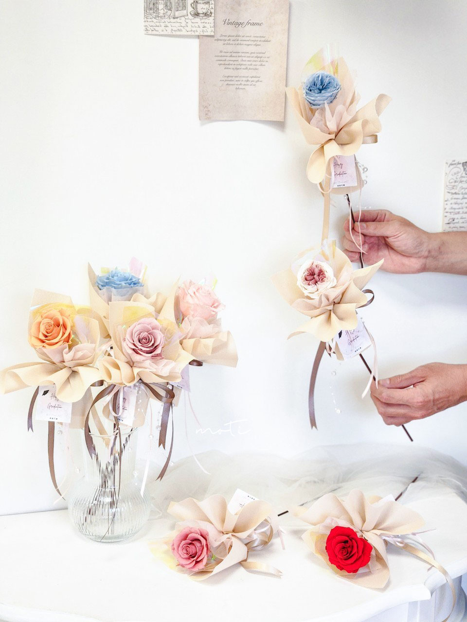 溫柔閃耀 永生花花束提盒 (大玫瑰款、庭園玫瑰款)