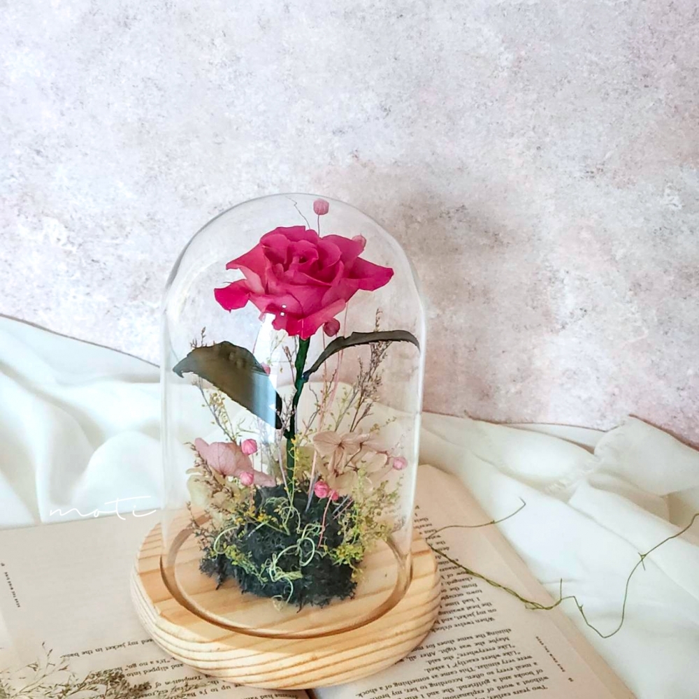 秋季花藝課程-長型玻璃鐘罩1朵 | 台北花藝課程