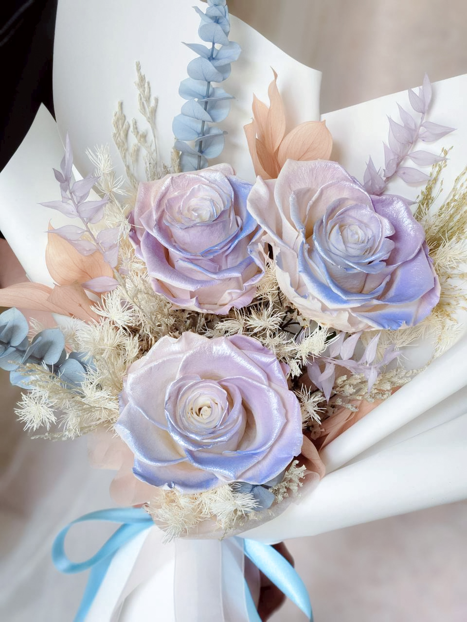 厄瓜多永生玫瑰花束(人魚色系)