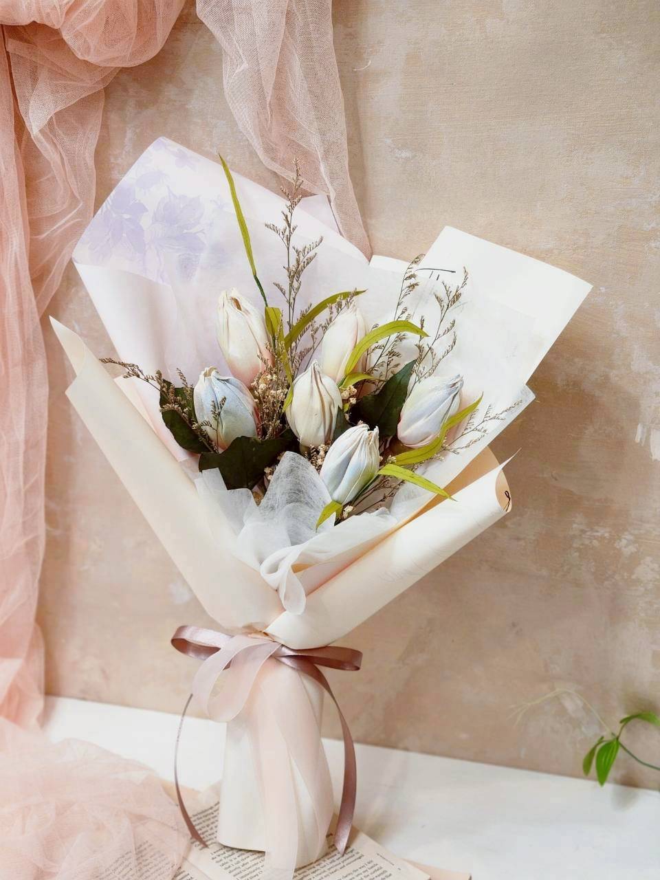 晨光霧彩色調｜香氛鬱金香花束｜台北情人節花束訂製