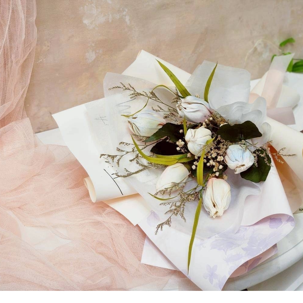 晨光霧彩色調｜香氛鬱金香花束｜台北情人節花束訂製