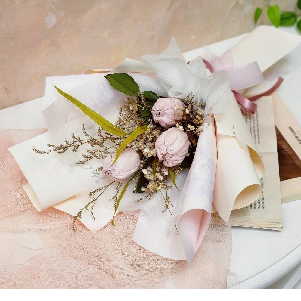  柔霧粉紫色調｜香氛鬱金香花束｜台北情人節花束訂製