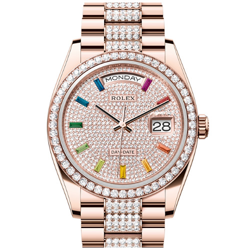 勞力士Rolex Day-Date腕錶鑽石及永恒玫瑰金蠔式款 型號128345RBR-0043