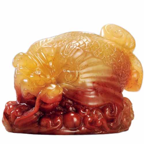 壽山石 高山石 鰲魚
