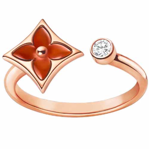 路易威登 Louis Vuitton Color Blossom Mini Star 玫瑰K金戒指