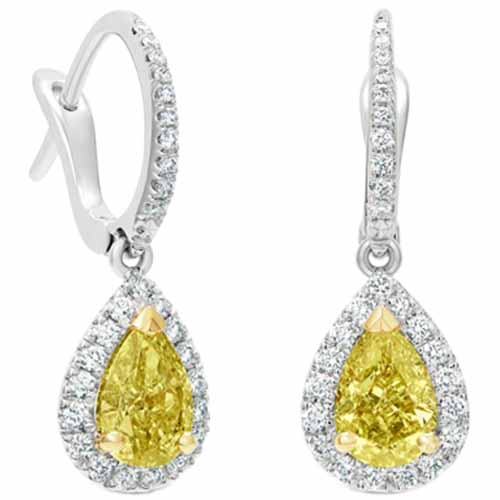 De Beers 戴比爾斯 Classic系列 Aura 梨形黃鑽垂墜式耳環