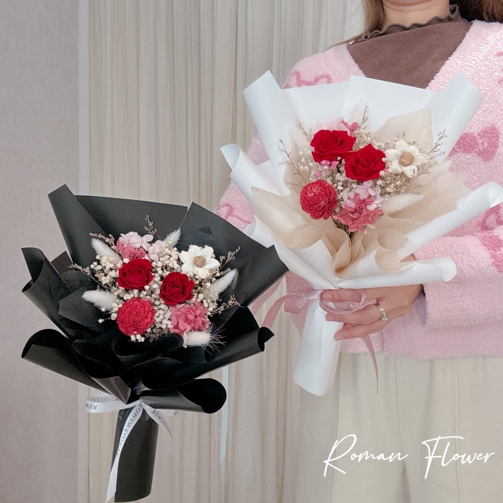 韓式永生玫瑰綜合花束(S)~紅玫瑰