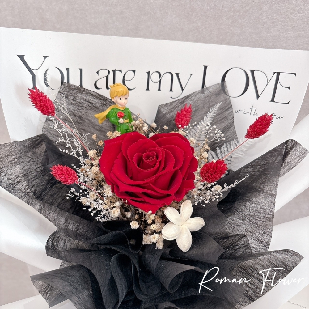 情人節推薦款~韓式小王子心型永生玫瑰綜合花束(M)~頂級厄瓜多永生玫瑰