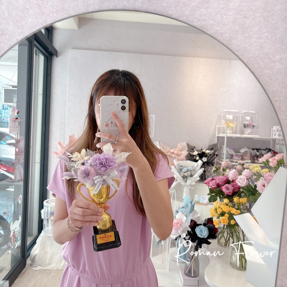 母親節限定~最佳媽媽獎(永生康乃馨獎盃)(夢幻紫)