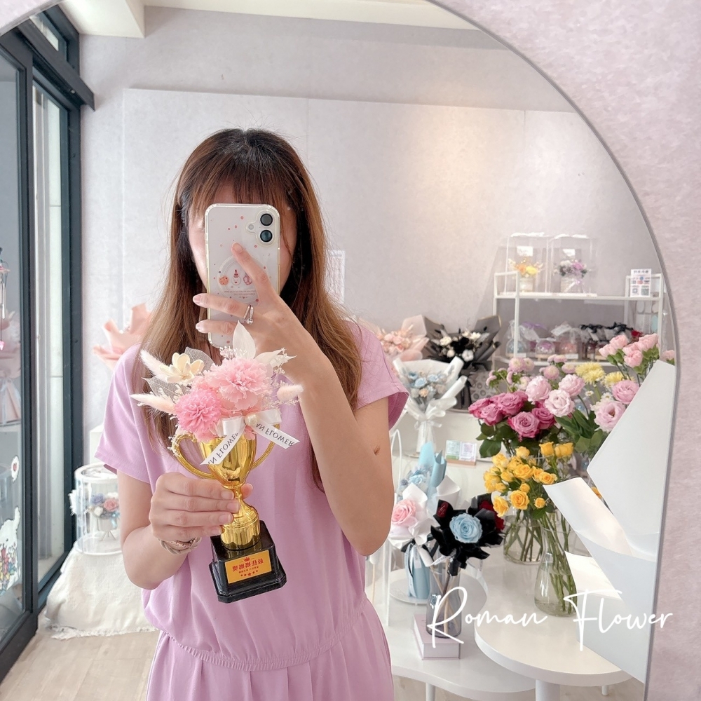 母親節限定~最佳媽媽獎(永生康乃馨獎盃)(浪漫粉)