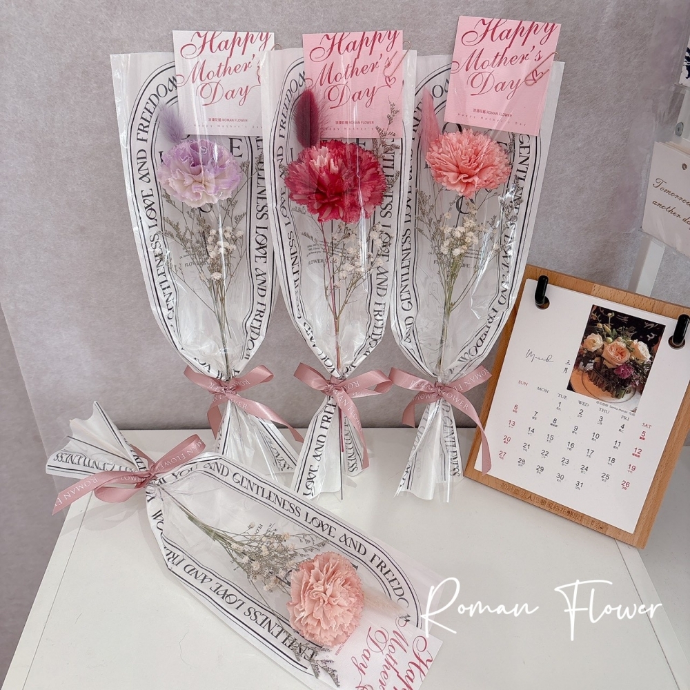 母親節限定~單朵乾燥索拉康乃馨花束(XS)