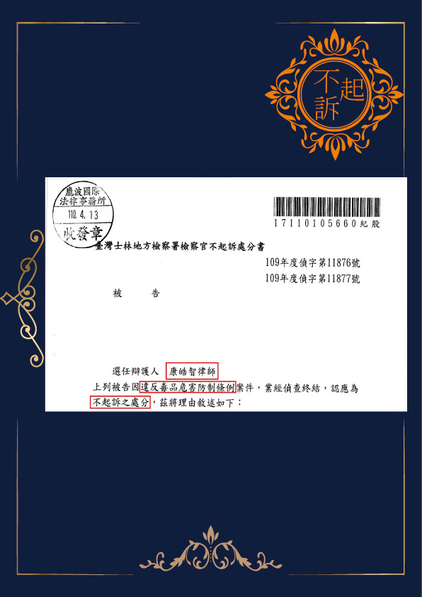 毒品-不起訴