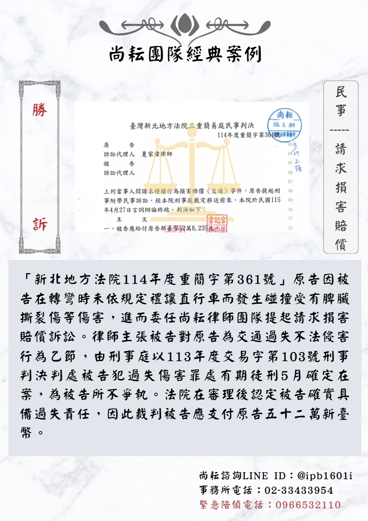 當事人委任尚耘團隊為