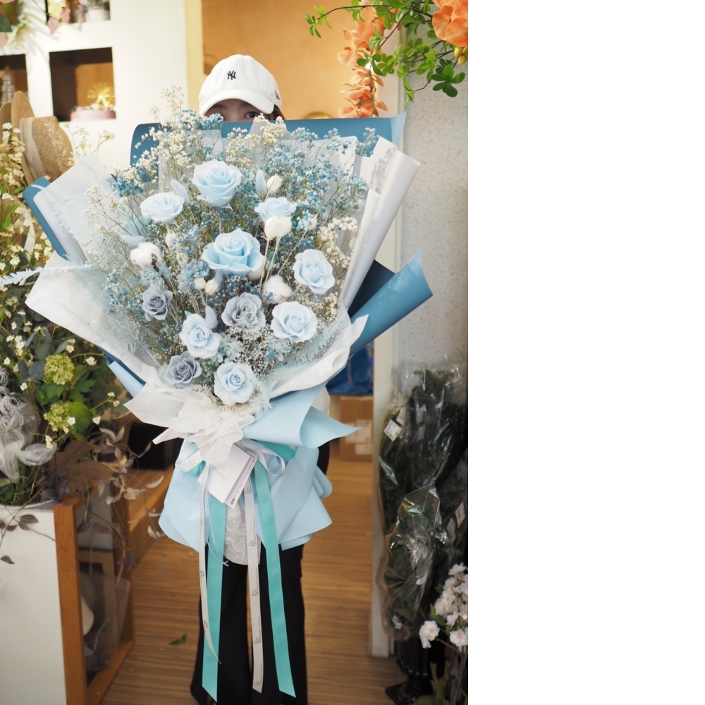 進口永生花熊抱永生花束 巨型