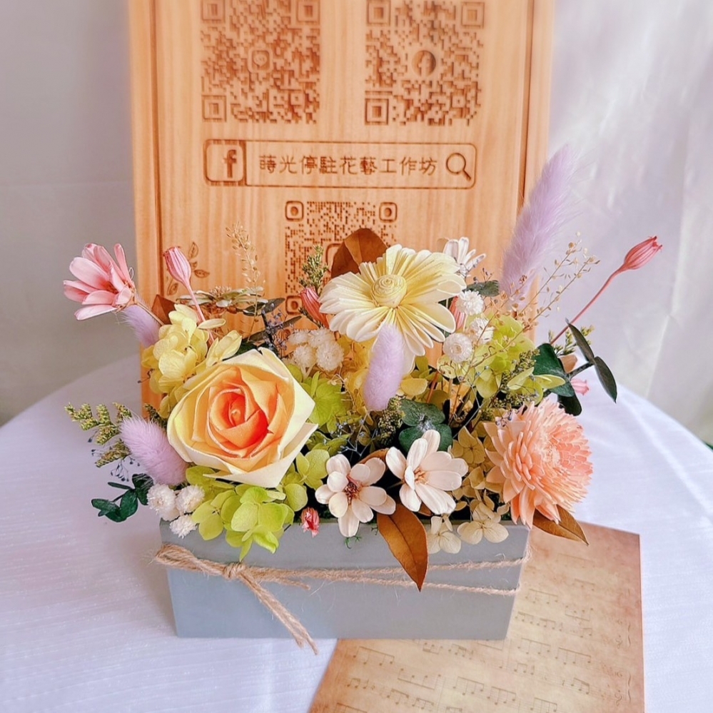 桌花2- 長形花器｜索拉花款 (乾燥花/擴香花)-$1650