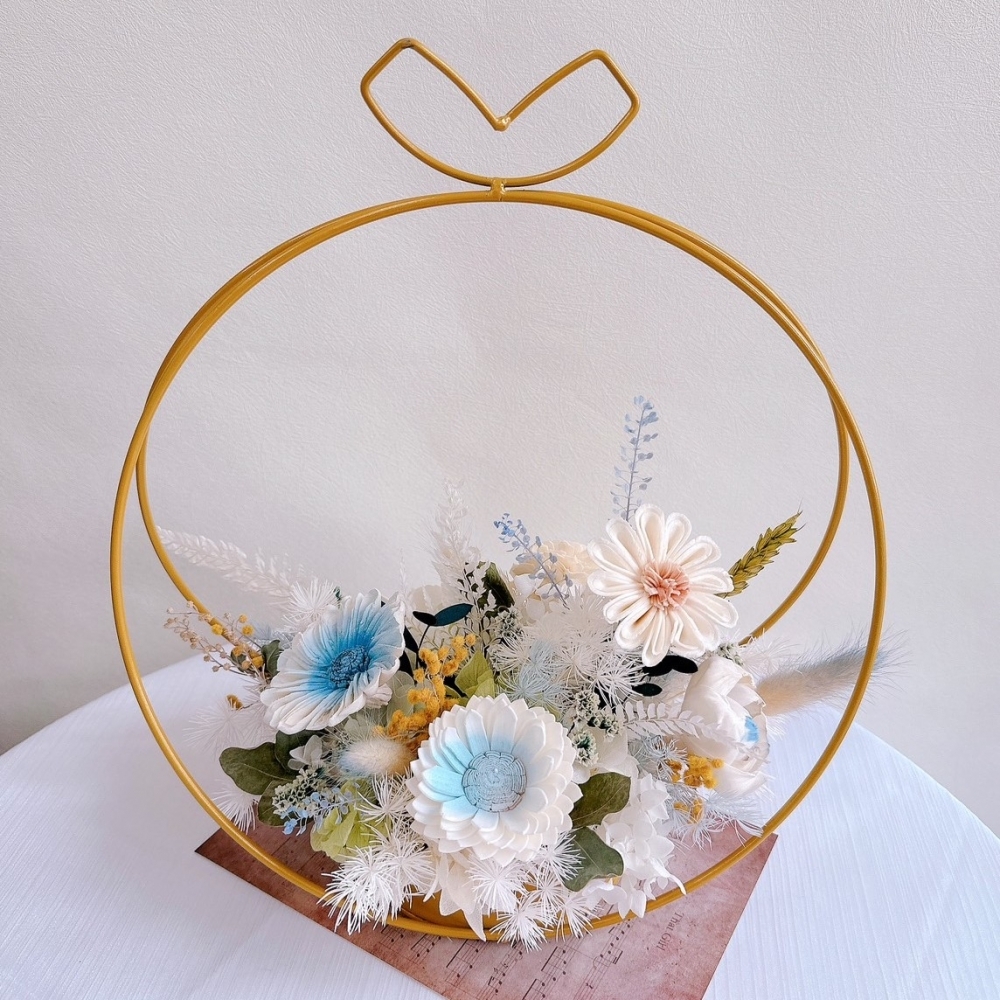 桌花3-金色花器｜索拉花款(乾燥花/擴香花)-$1750