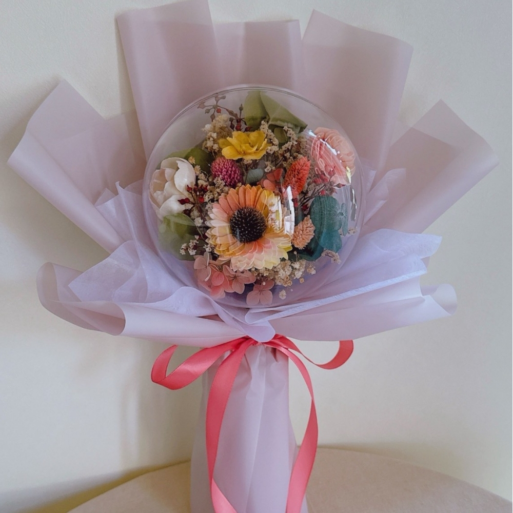 【小款】波波球索拉花 (乾燥花) 花束-$1530