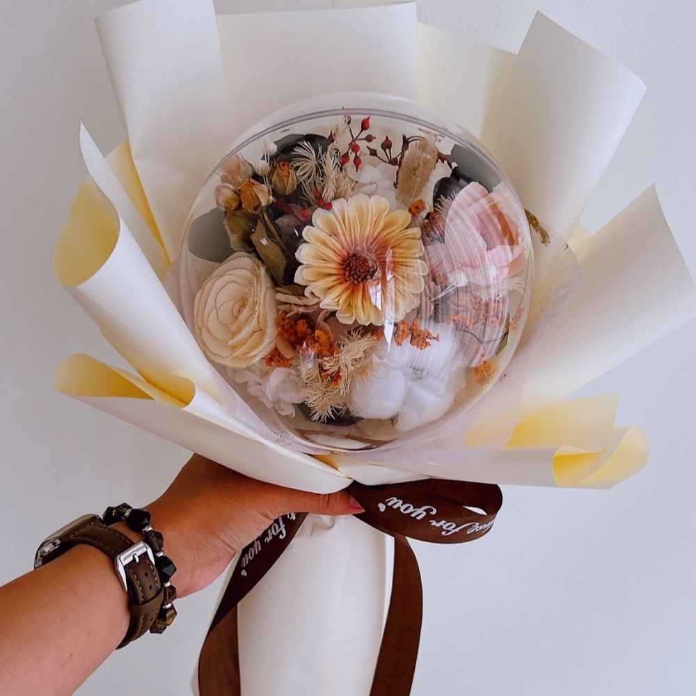 【小款】波波球索拉花 (乾燥花) 花束-$1530