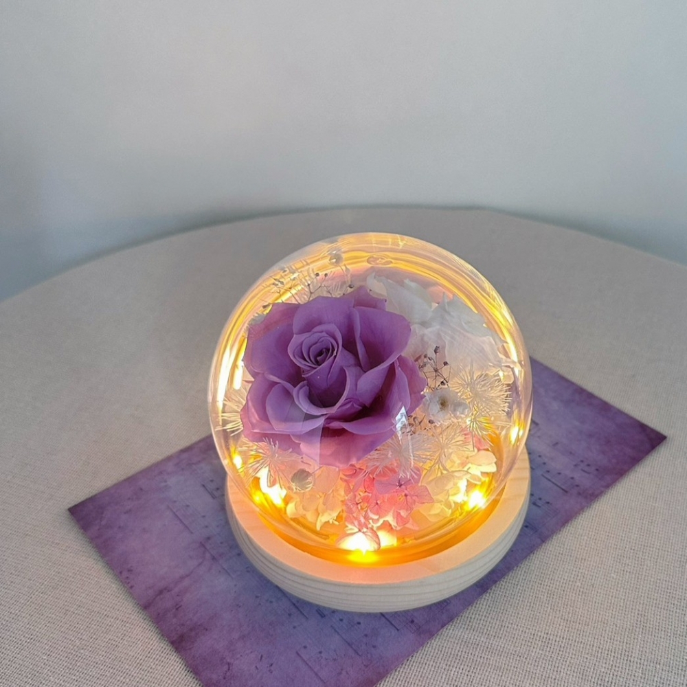 永生花玻璃花盅｜圓形