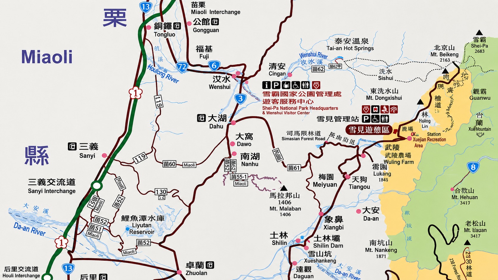 苗栗縣詳細觀光地圖