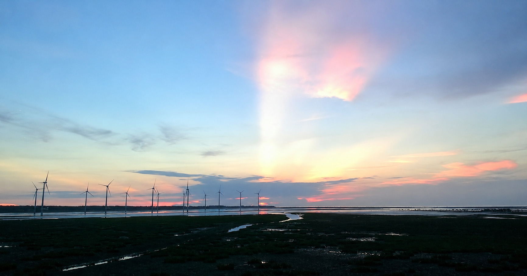 高美濕地日落晚霞