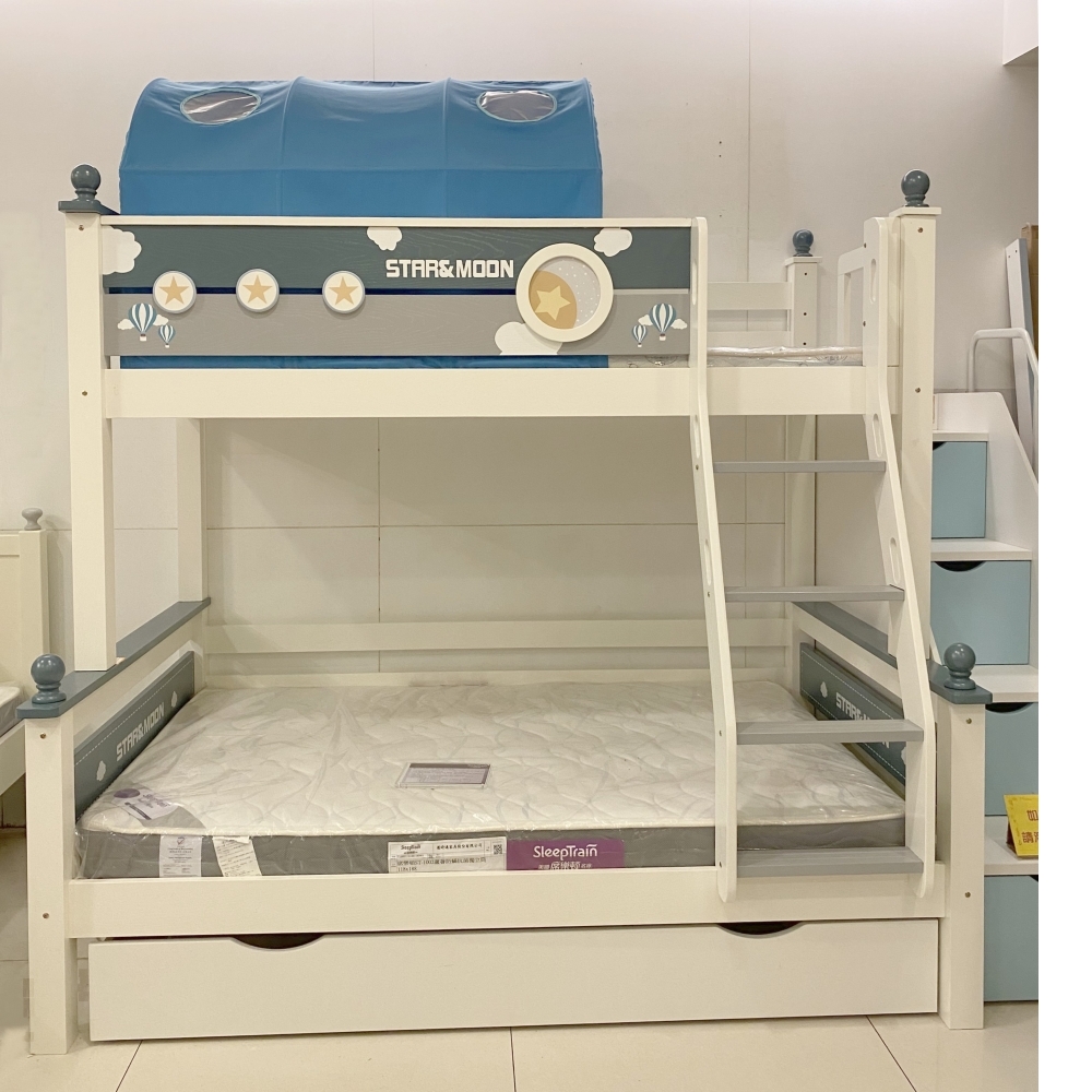 DM-69星星雙層床。白橡實木。可拆成兩張床／上下舖／上下床／兒童床〔20天到貨〕
