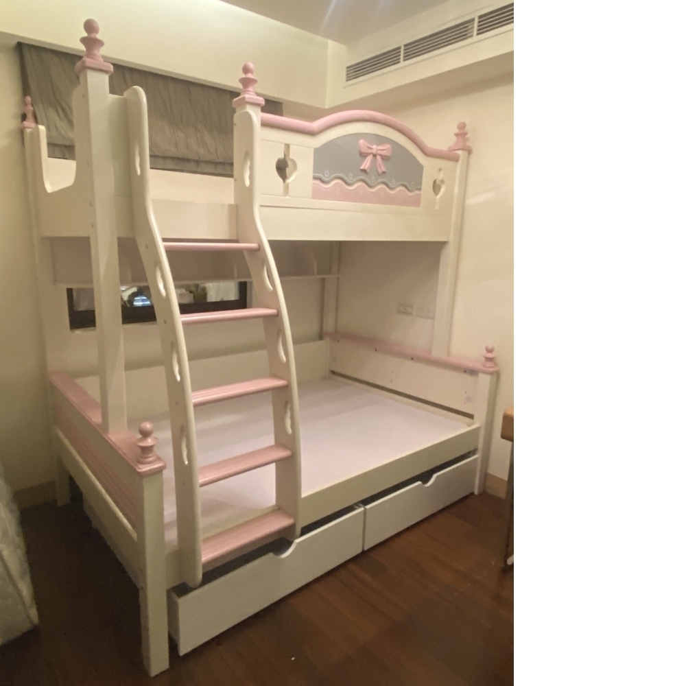 GES-1003雙層床。白橡木實木+水性烤漆。可拆成兩張床／上下舖／上下床／兒童床〔20天到貨〕