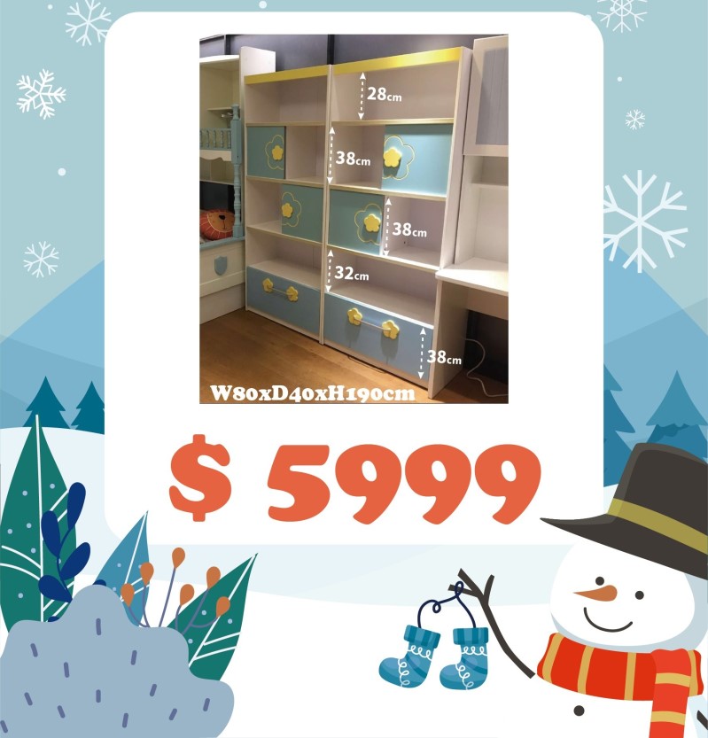 【季末出清】藍小花書櫃．板式烤漆．80*40*．隔層大．耐磨耐刮．方便收納╭♡