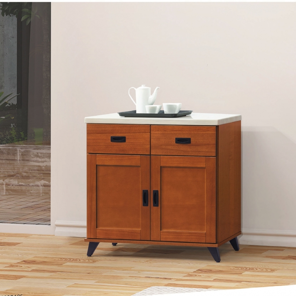 樟木色2.7尺石面餐櫃