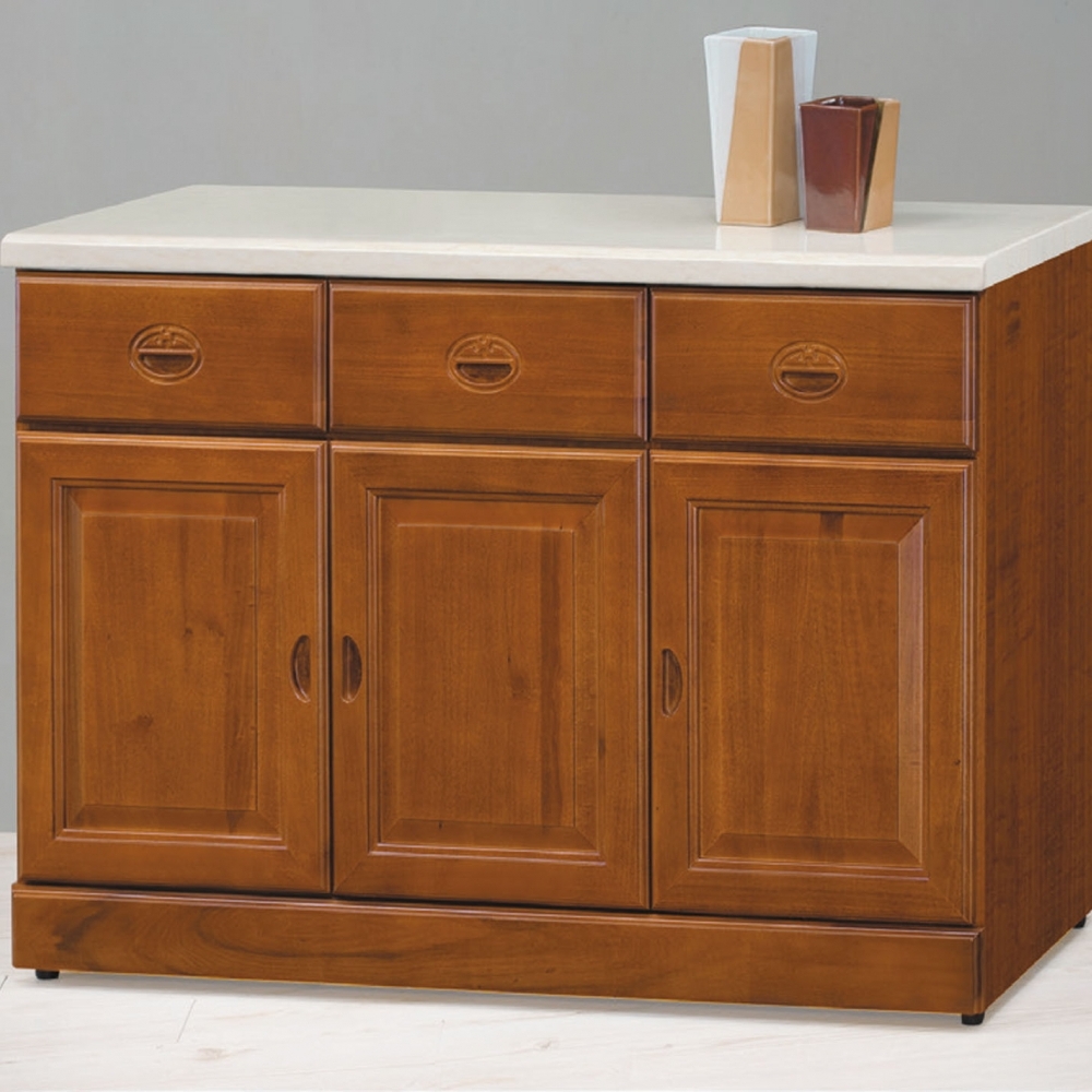 樟木色4尺石面餐櫃