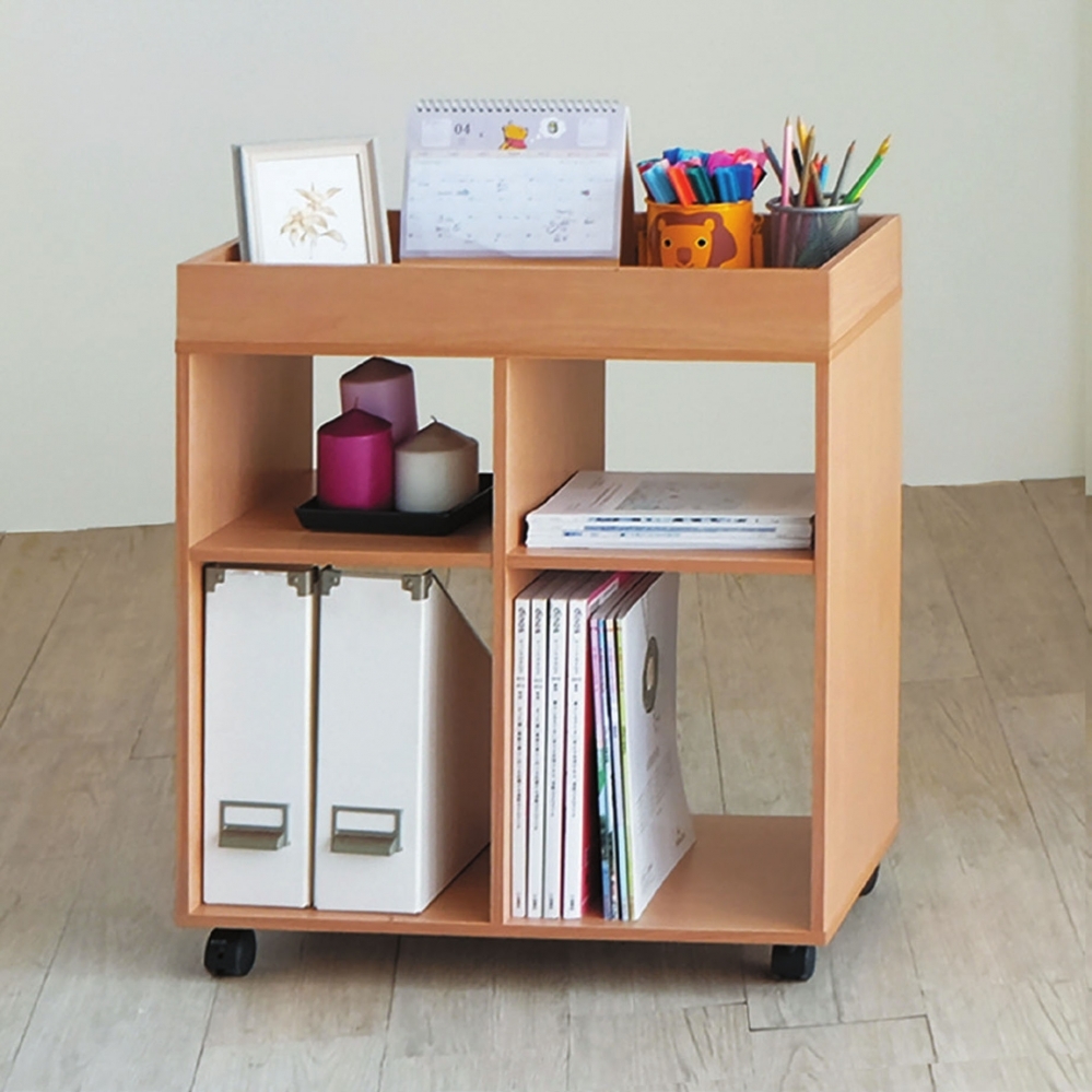 白色/原木色/胡桃色 開放式收納活動推車
