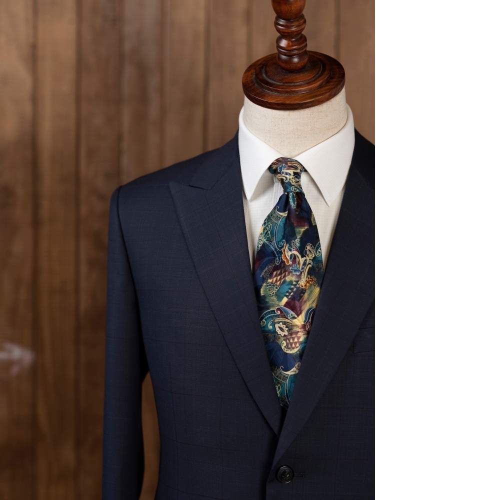 Zegna 藍色格紋西裝訂製