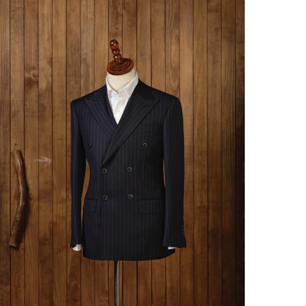 loro piana 150s 條紋雙排扣西裝訂製