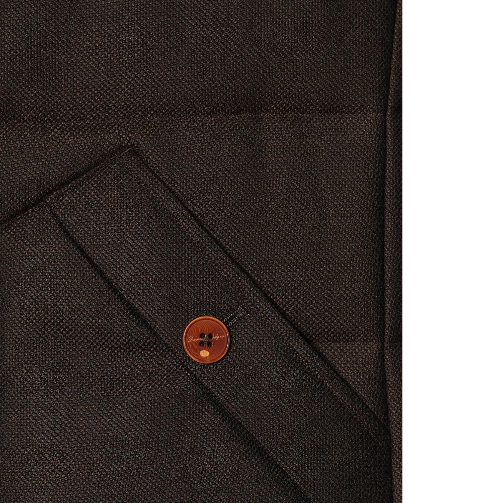 Zegna 咖啡色純羊絨 頂級鈕扣鋪棉背心
