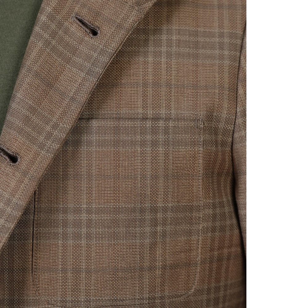 Zegna 棕色西班牙夾克 亞麻蠶絲羊毛的三重奏