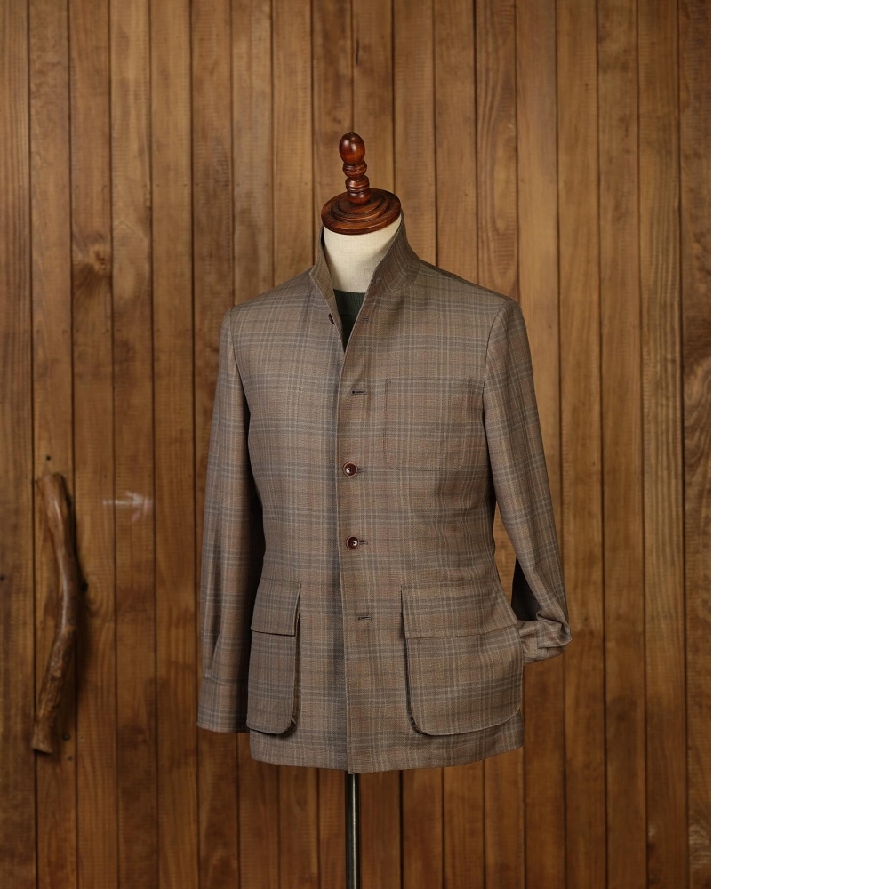 Zegna 棕色西班牙夾克 亞麻蠶絲羊毛的三重奏
