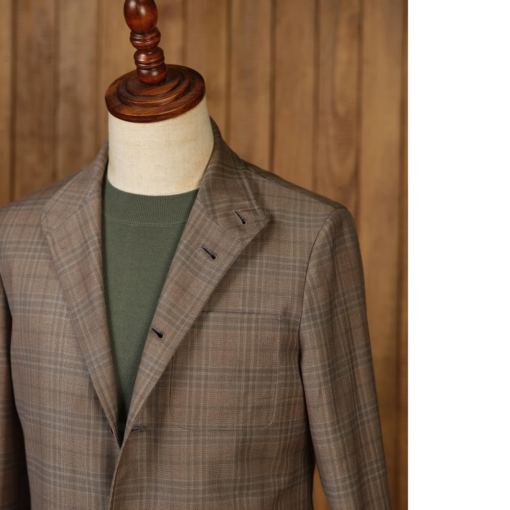 Zegna 棕色西班牙夾克 亞麻蠶絲羊毛的三重奏