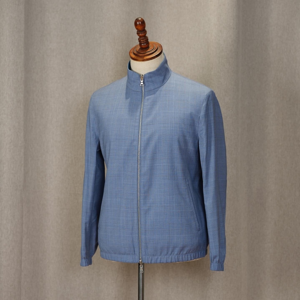 Scabal 羊毛格紋 Loro Piana 丹寧 雙面Bomber夾克