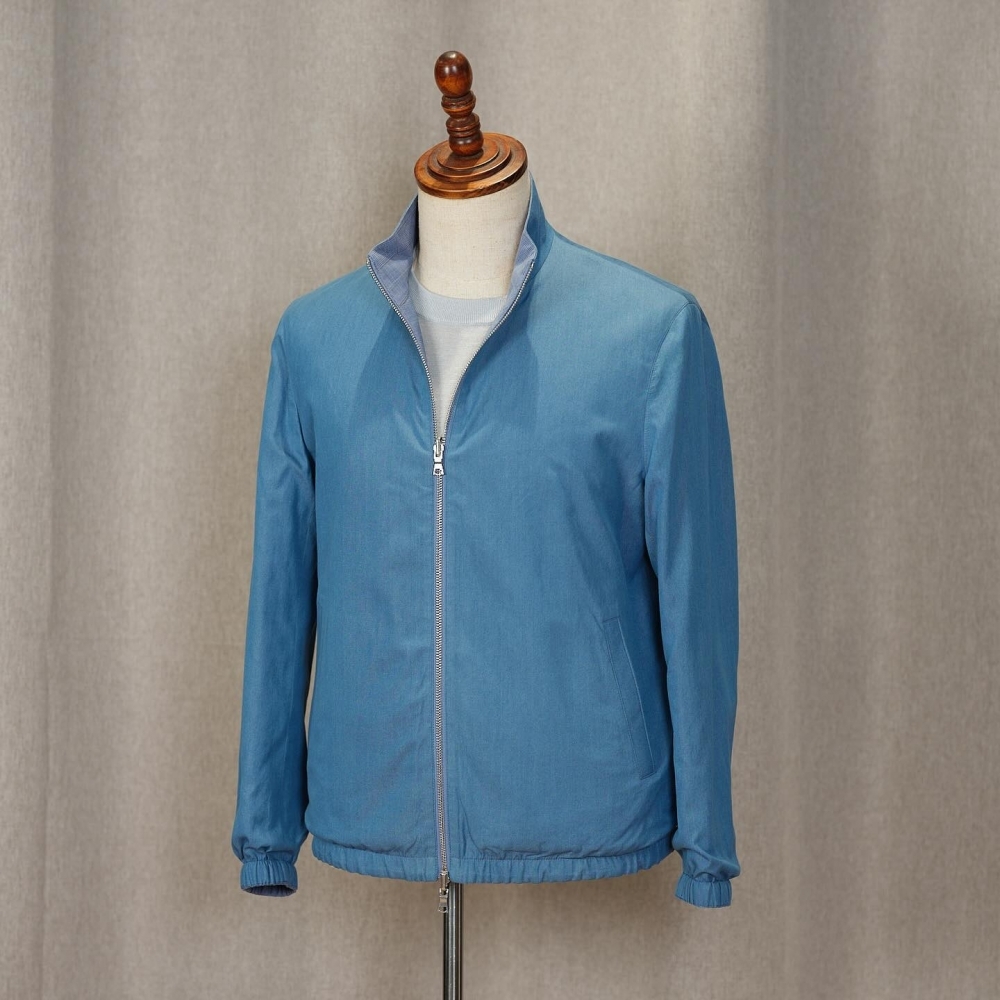 Scabal 羊毛格紋 Loro Piana 丹寧 雙面Bomber夾克