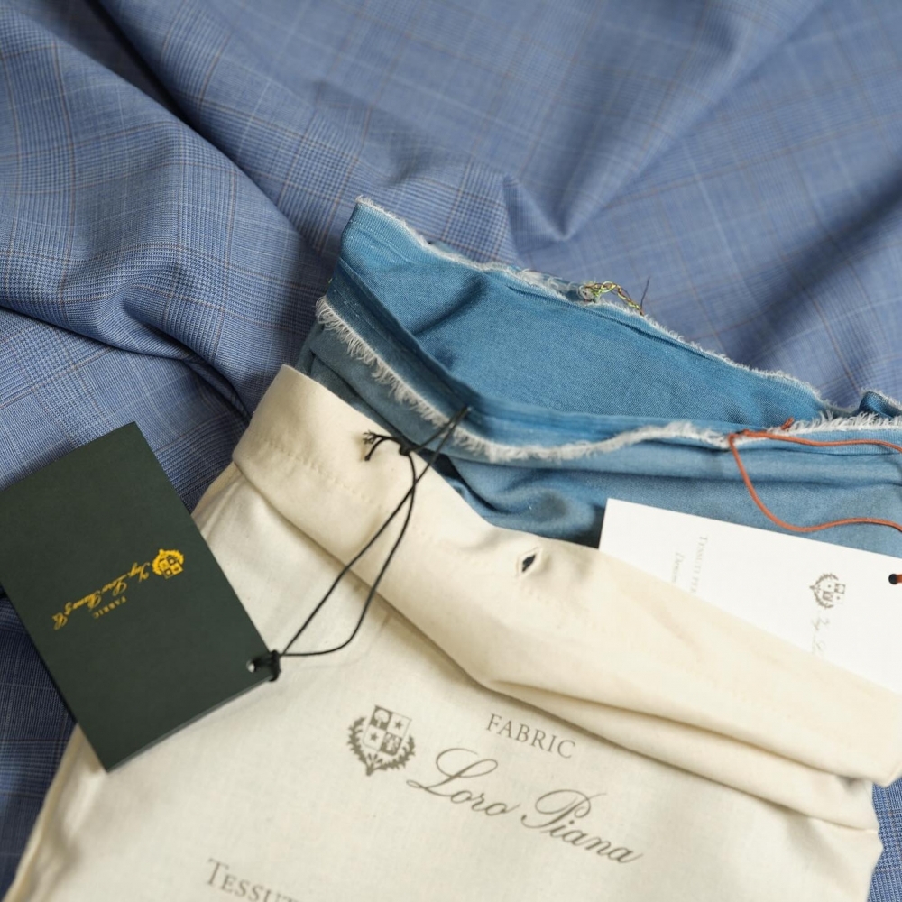 Scabal 羊毛格紋 Loro Piana 丹寧 雙面Bomber夾克