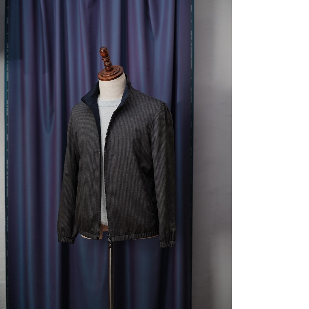 Scabal 灰色鑽石粉 Loro Piana System 雙面Bomber