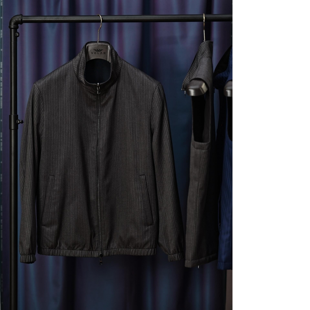 Scabal 灰色鑽石粉 Loro Piana System 雙面Bomber