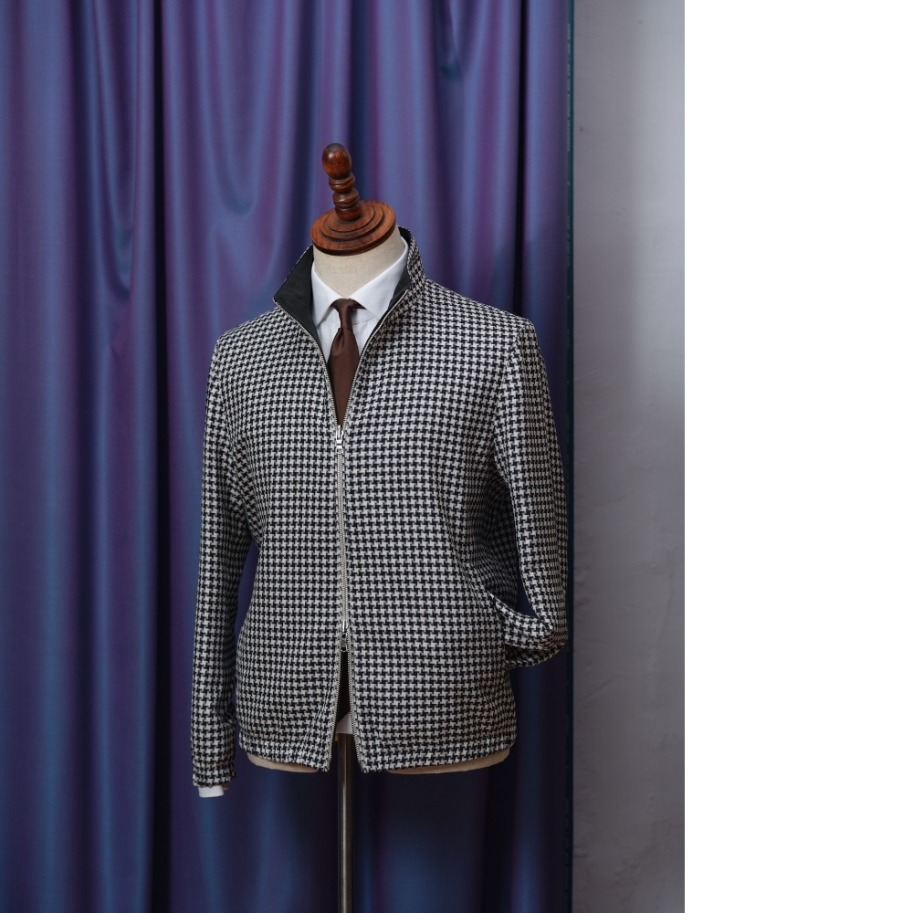義大利 Loro Piana 千鳥格 | 頂級雙面穿飛行外套 (Bomber Jacket)