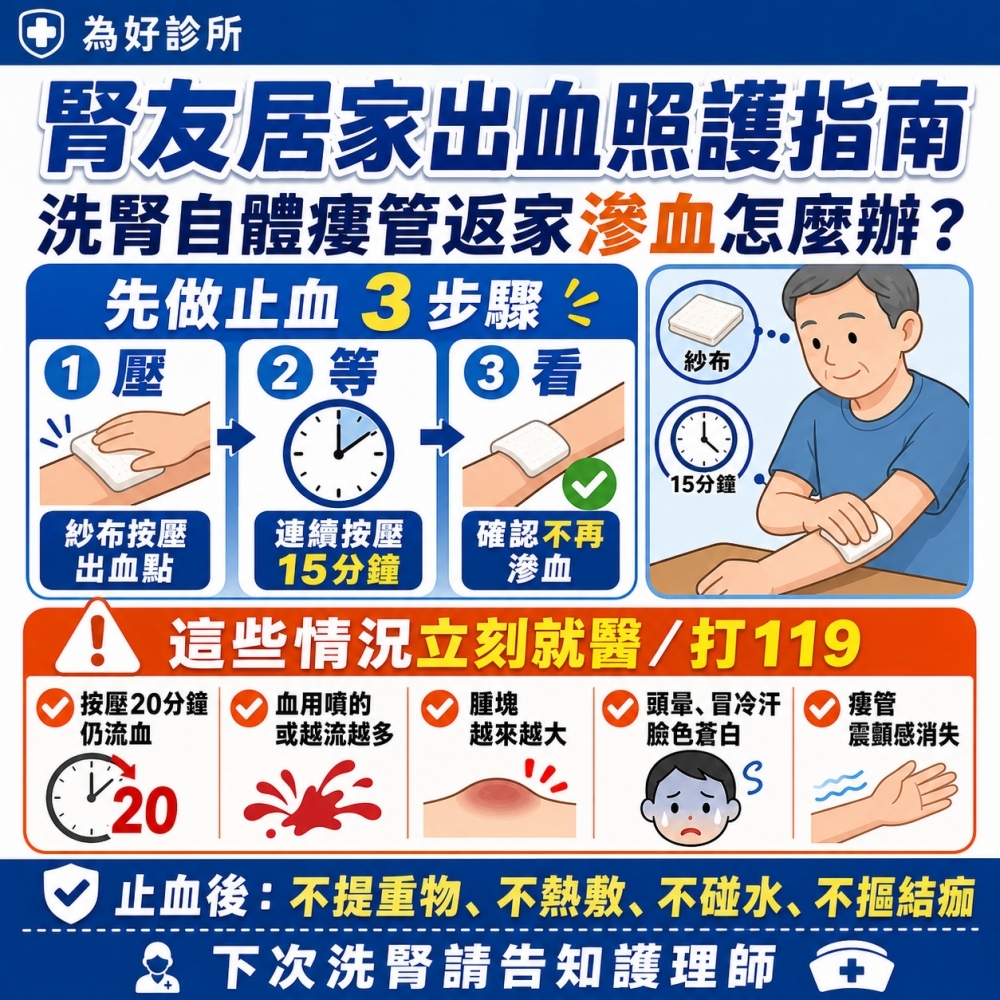 洗腎自體瘻管滲血怎麼