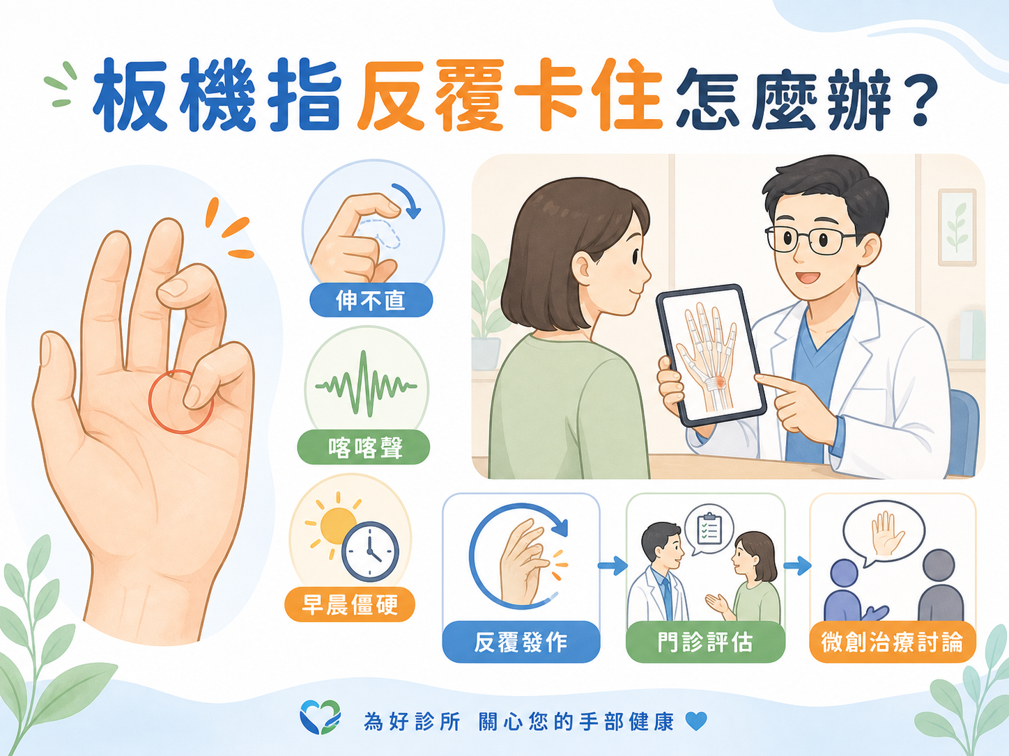 扳機指典型症狀與困擾